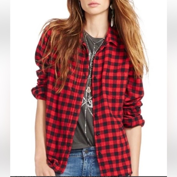 Denim & Supply Ralph Lauren Tops - Ralph Lauren Denim & Supply Top Medium RL Tomboy Red Black Buffalo Plaid Rustic